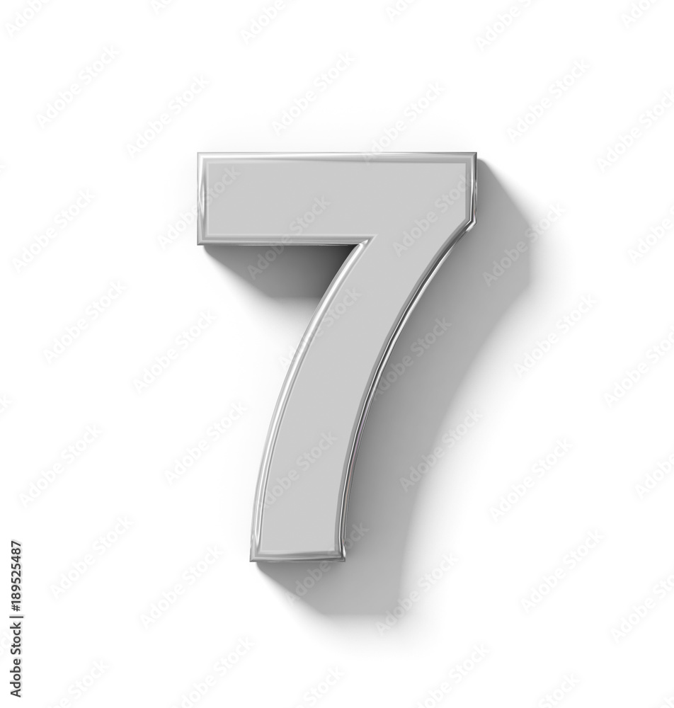 number 7 3D silver isolated on white with shadow - orthogonal projection number 7 3D silver isolated on white with shadow - orthogonal projection