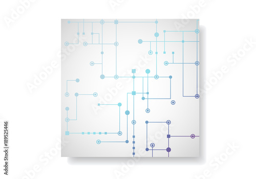 Circuit line background, connected dots and lines. Vector abstract design