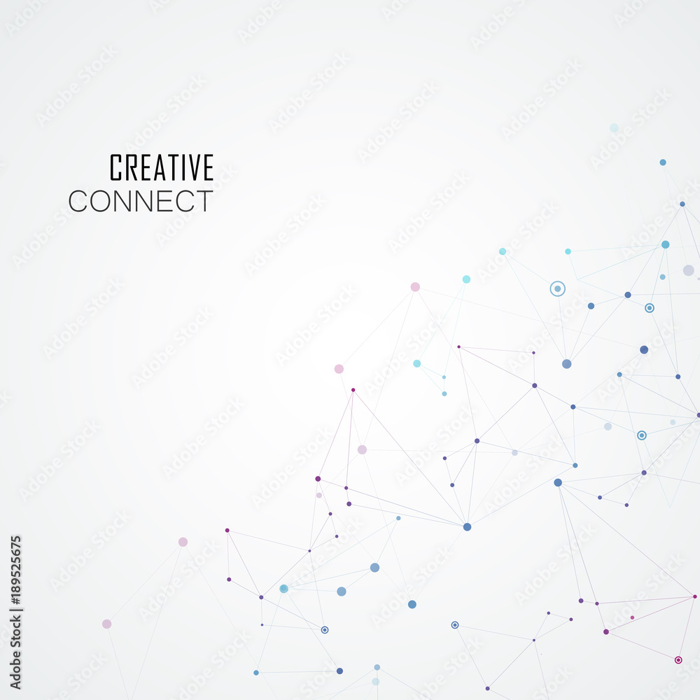 Lines connecting creative grid points on surface. Abstract cover background