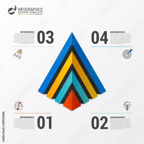 Pyramid infographic template with four steps. Vector