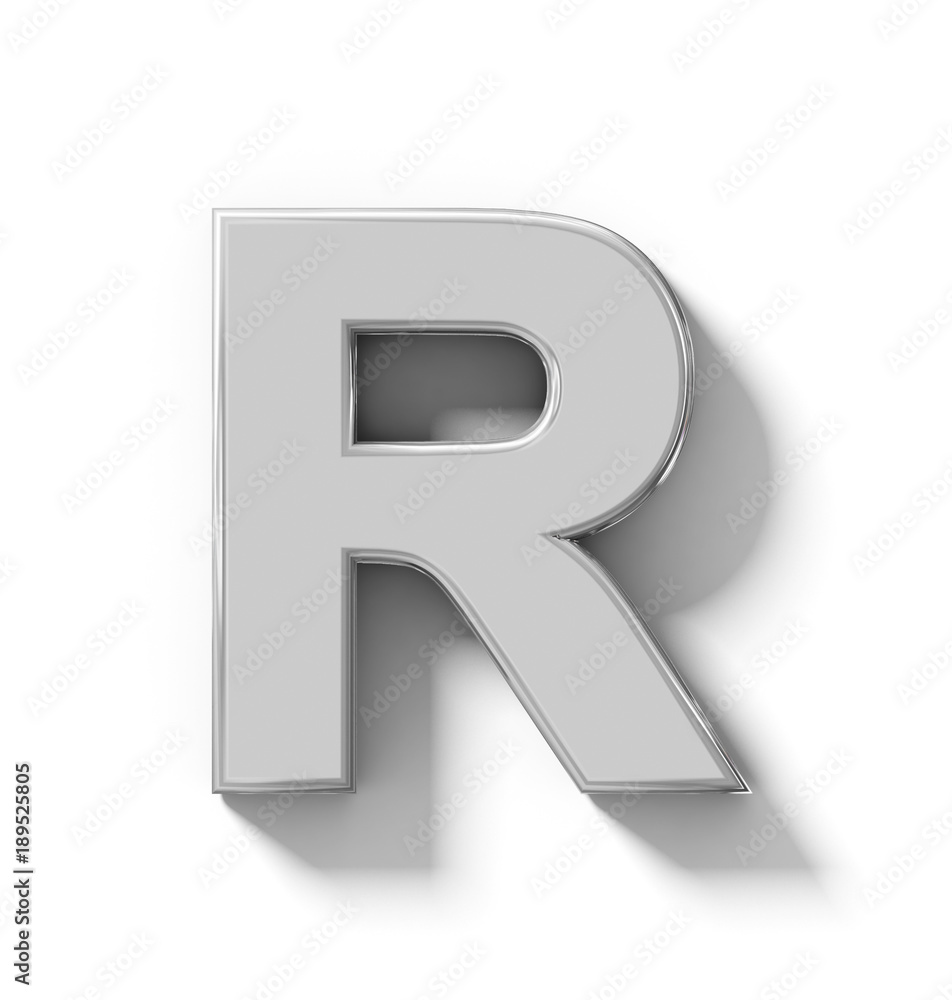 letter R 3D silver isolated on white with shadow - orthogonal projection letter R 3D silver isolated on white with shadow - orthogonal projection
