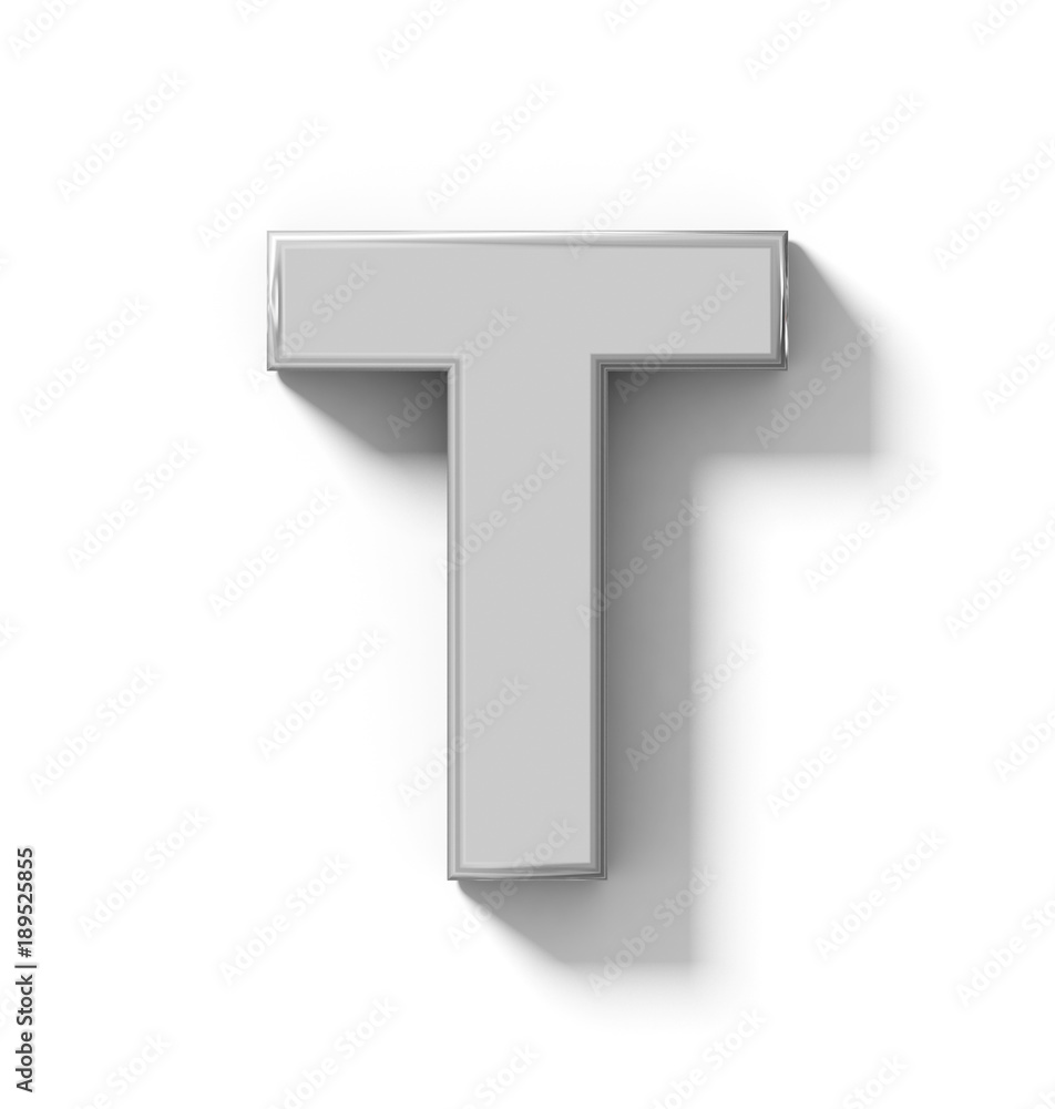 letter T 3D silver isolated on white with shadow - orthogonal projection letter T 3D silver isolated on white with shadow - orthogonal projection
