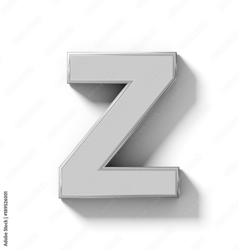 letter Z 3D silver isolated on white with shadow - orthogonal projection letter Z 3D silver isolated on white with shadow - orthogonal projection