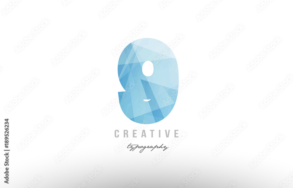 9 blue polygonal number logo icon design 9 blue polygonal number logo icon design