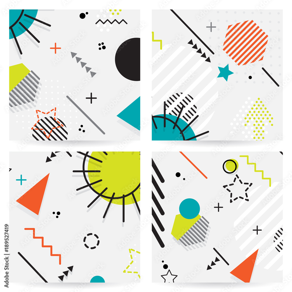 Obraz premium Trendy Memphis style geometric pattern