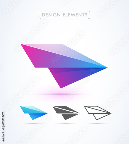 Vector abstract wing arrow logo template. Material design, flat and line art icon collection. Freedom sign