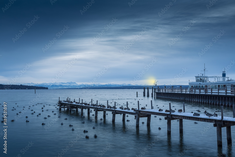 Winter evening at the Ammersee