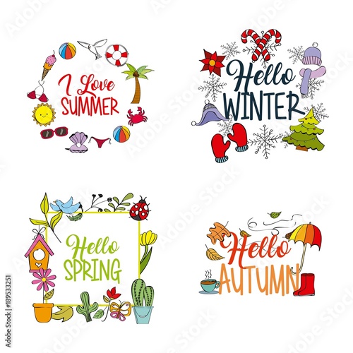 weather season winter summer autumn spring vector illustration
