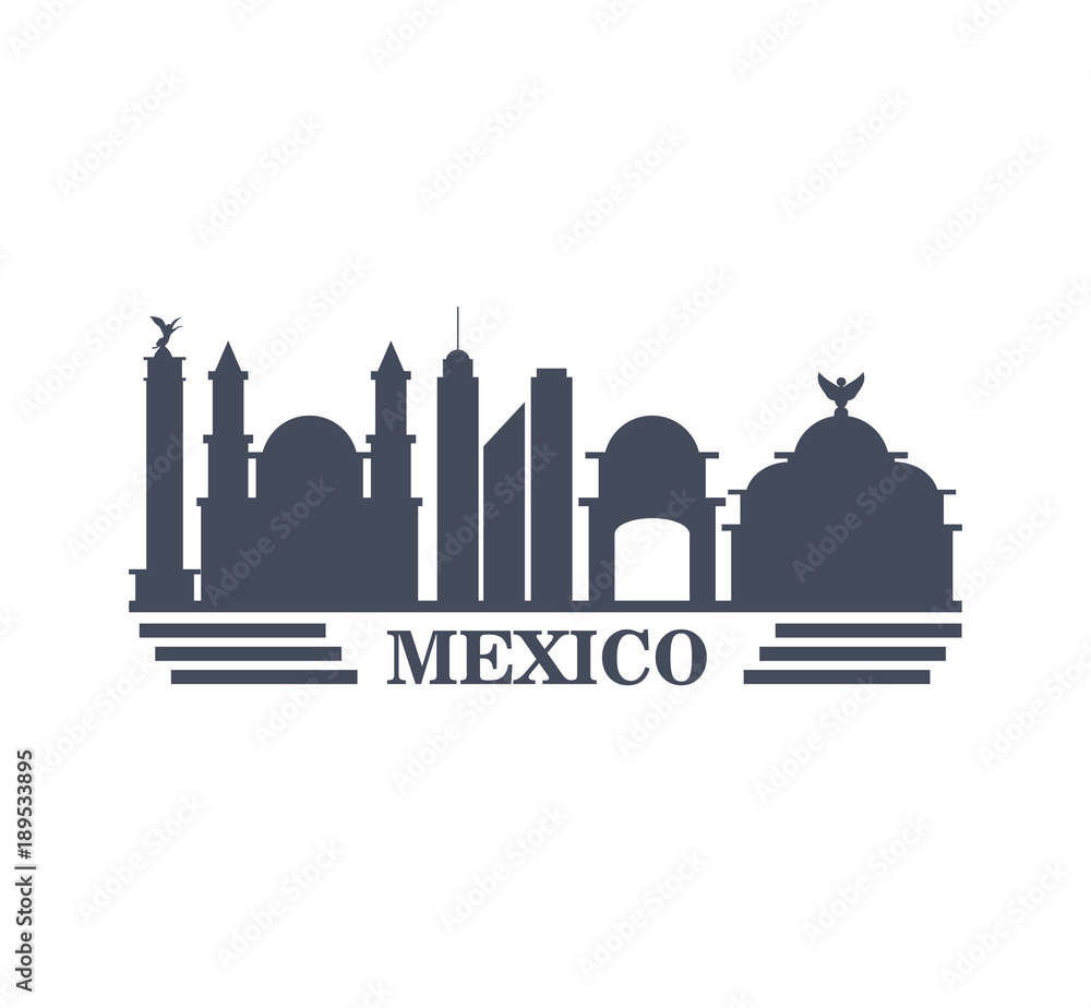 mexico travel landmarks silhouette