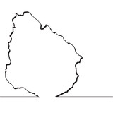 Map of Uruguay. Continous line