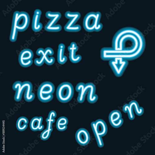 Set of glowing neon signs.