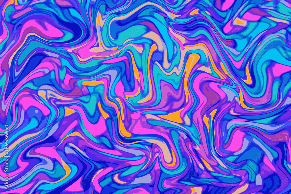 Blue violet digital marbling. Abstract colorful backdrop. Liquid paint abstraction.