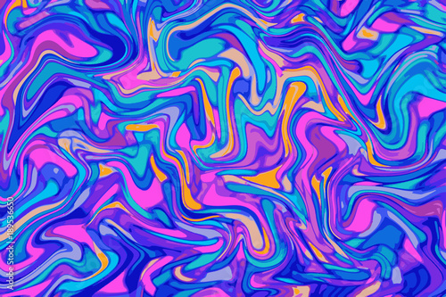 Blue violet digital marbling. Abstract colorful backdrop. Liquid paint abstraction.
