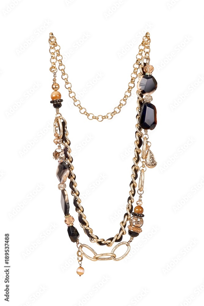 Fototapeta premium Golden necklace isolated on a white background