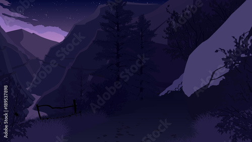 mountain forest landscape illustration