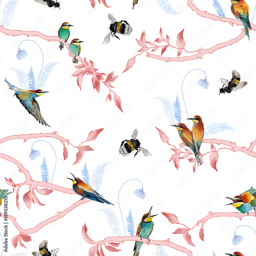 Obraz premium Seamless pattern of african bee eater 