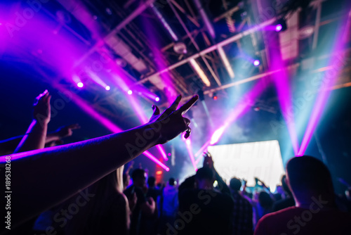 dj night club party rave with crowd in music festive © glazok
