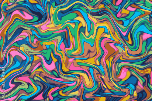 Psychedelic digital marbling. Abstract colorful backdrop. Liquid paint abstraction. Warm color palette mesh