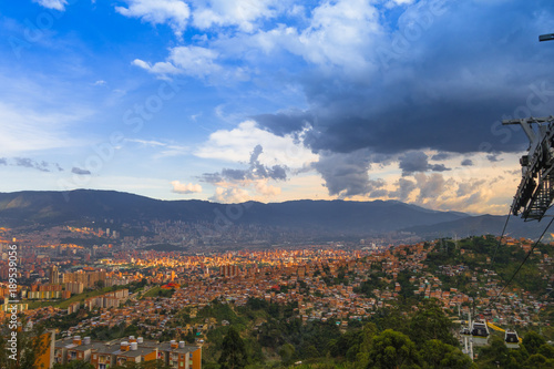 Panoramic view of the city of Medellin, Antioquia in a gorgeus beautiful day in Colombia