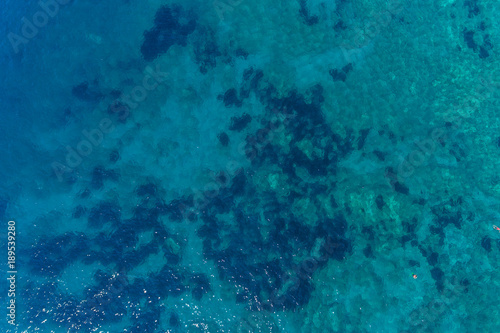 Fototapeta Naklejka Na Ścianę i Meble -  Aerial view on turquoise waves, water surface texture. 