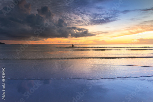 beautiful view of sunset seascape at Kelambu Beach Kudat  Malaysia.