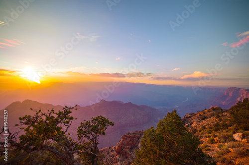 View on the Grand Canyon at sunset, Arizona, USA