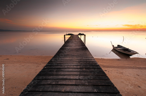 long expose sunset photograph. contain soft focus and blur due to long expose.