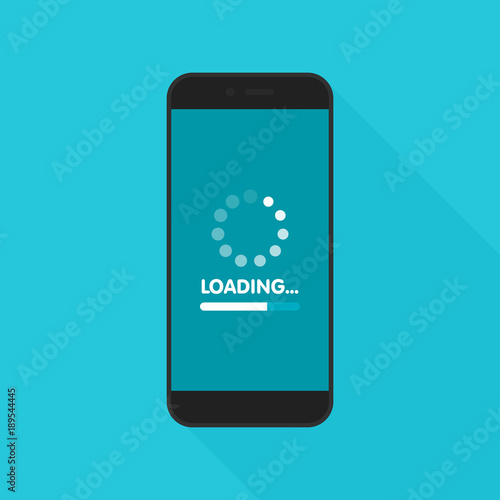 System software update and upgrade concept. Loading process in smart phone screen. Vector illustration