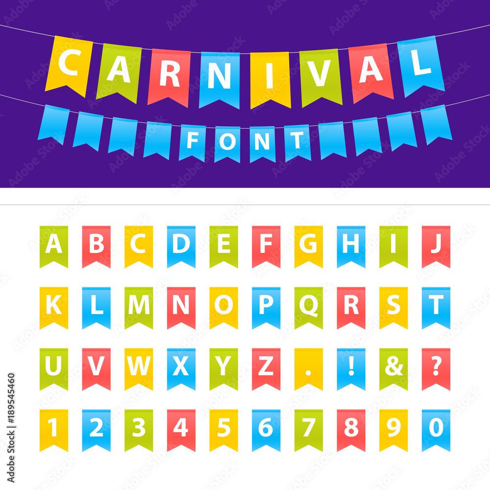 Εκτύπωση καμβά Vector cartoon illustration of Uppercase ABC font set on party flags
