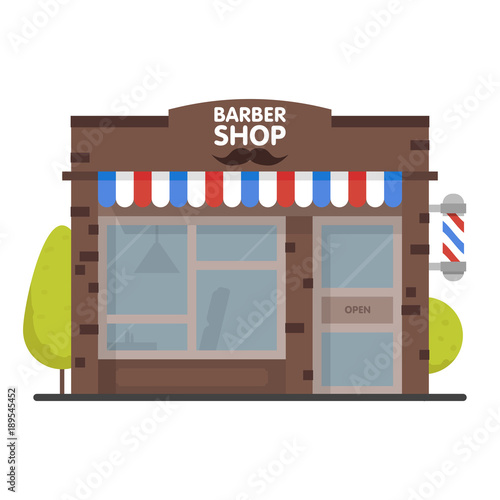 Canvas-taulu Street building facade barbershop