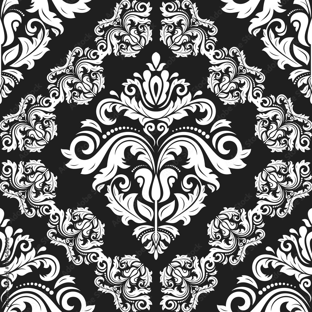 Classic seamless vector black and white pattern. Damask orient ornament. Classic vintage background