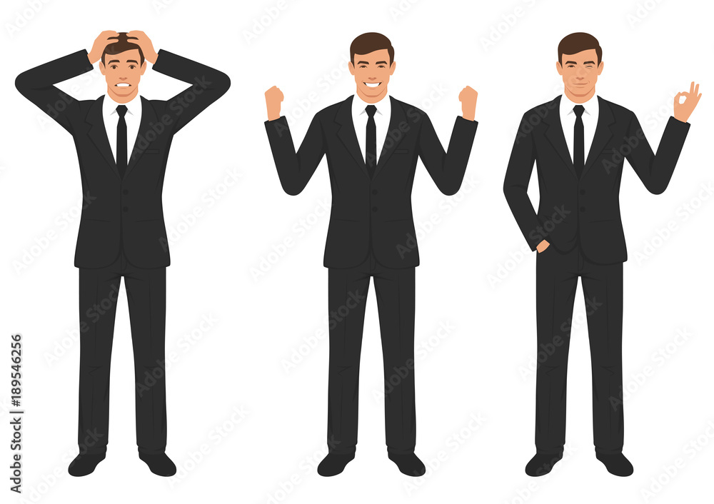 vector illustration of a man character expressions with hands gesture, cartoon businessman wit different emotion vector illustration of a man character expressions with hands gesture, cartoon businessman wit different emotion