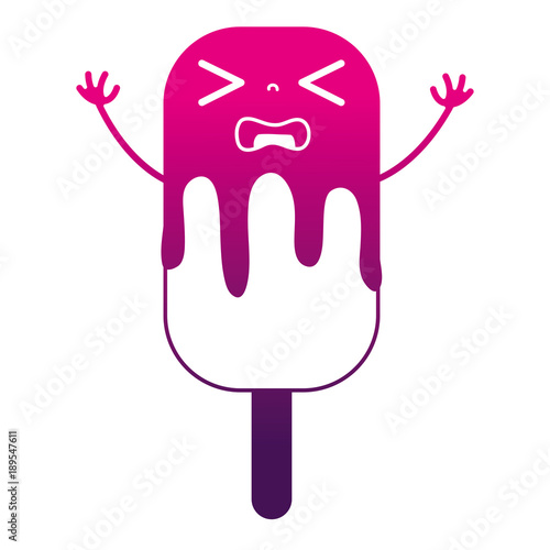 silhouette sleeping kawaii ice lolly with arms