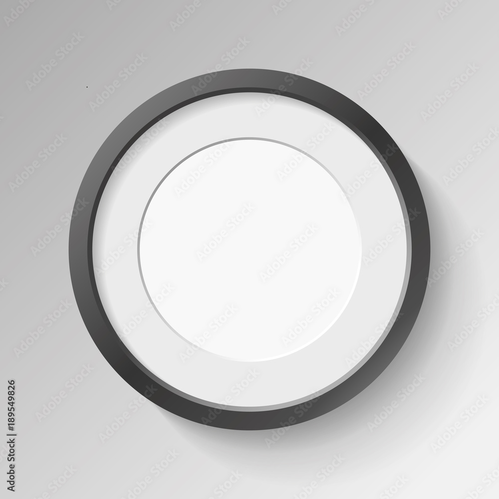 Realistic empty round black frame with passepartout on gray background, border for your creative project, mock-up sample, vector design object Realistic empty round black frame with passepartout on gray background, border for your creative project, mock-up sample, vector design object