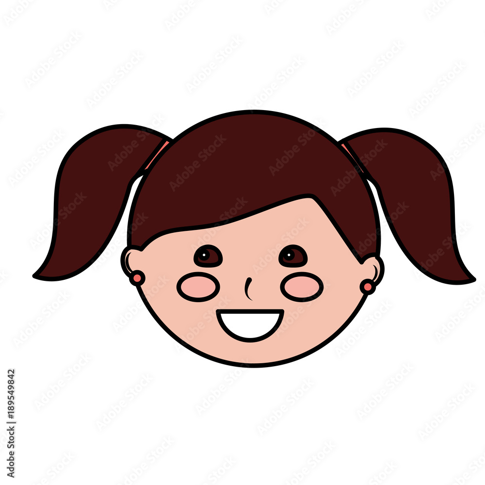 happy girl with pigtails kid child icon image vector illustration design 