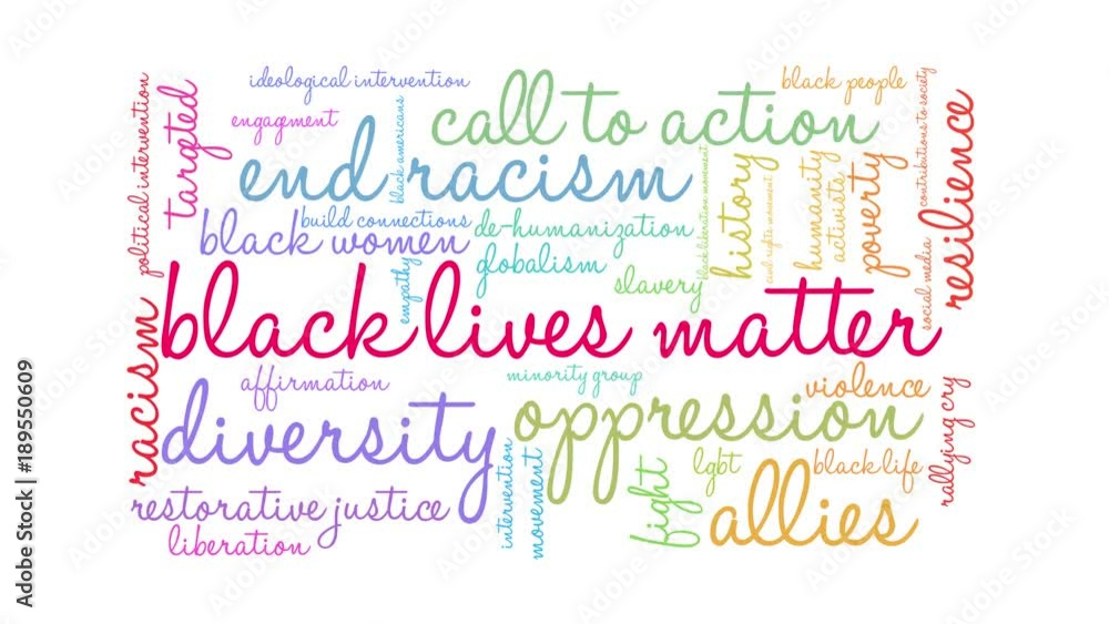 Black Lives Matter word cloud on a white background. Black Lives Matter word cloud on a white background.