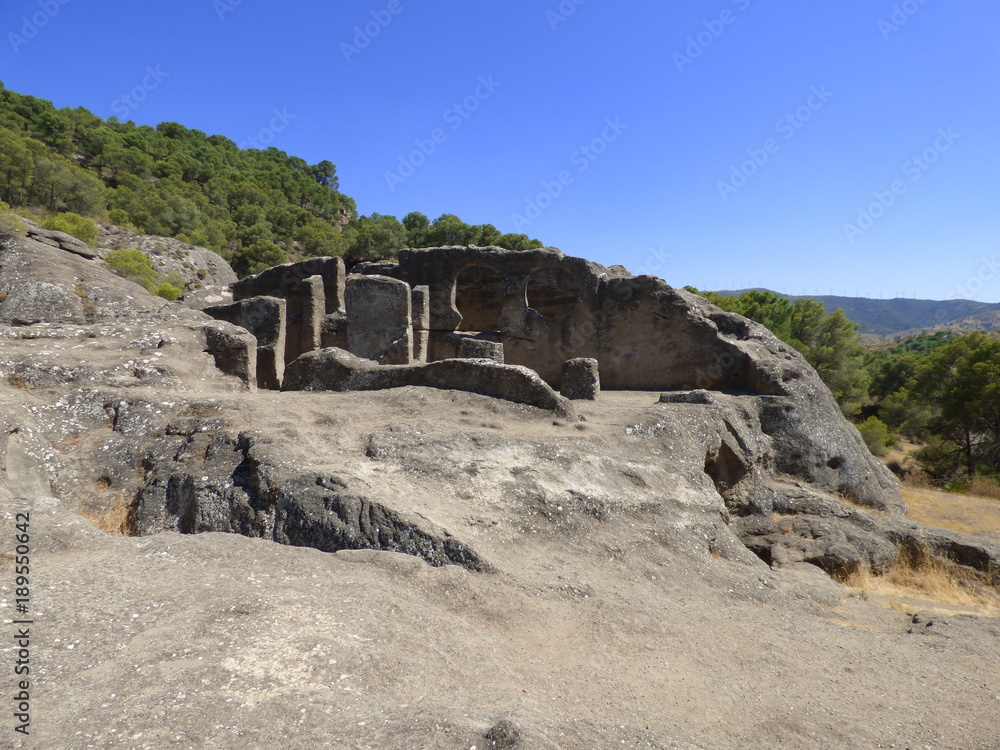 Ruinas de Bobastro, Ardales, Guadalteba (Málaga) en Andalucia,España. Conjunto arqueológico medieval de los siglos noveno y décimo