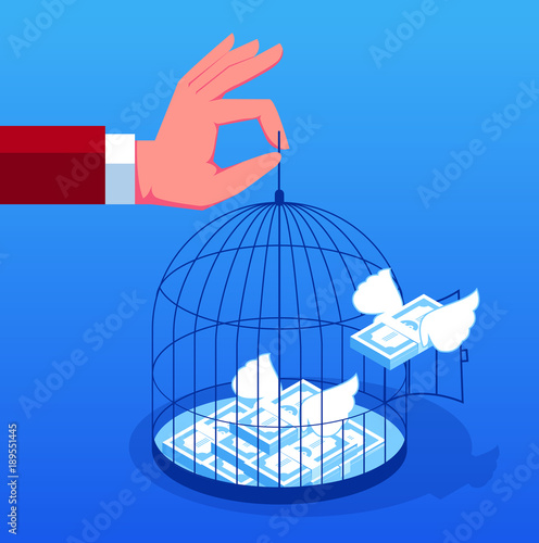 Money flew from the merchant's cage