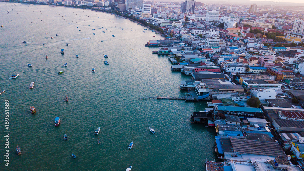 Aerial view of  SEA  in Pattaya , Thailand
