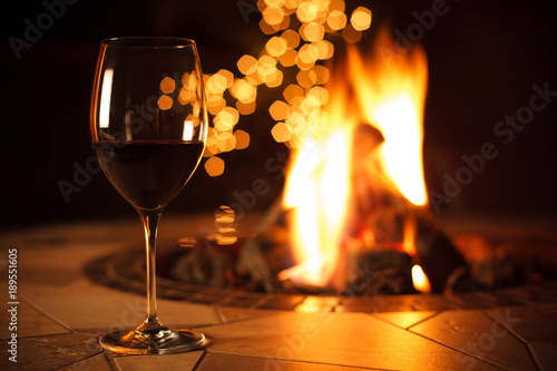 Fireside with a Glass of Wine