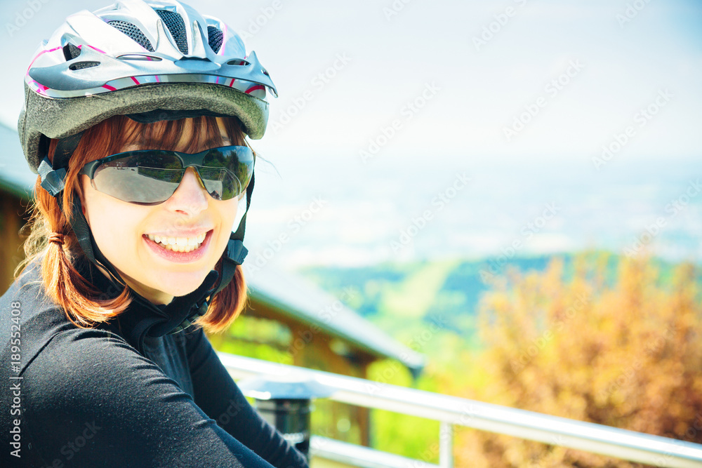 Young Woman Riding Her Mountain Bike Young Woman Riding Her Mountain Bike