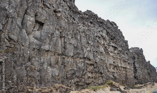 Thingvellir National Park UNESCO world Heritage Site in Iceland Rock Face