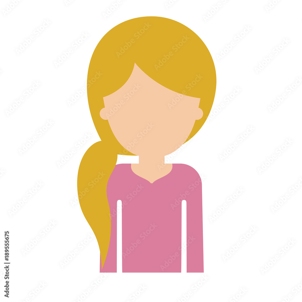 half body faceless woman with pigtail hairstyle in colorful silhouette vector illustration half body faceless woman with pigtail hairstyle in colorful silhouette vector illustration