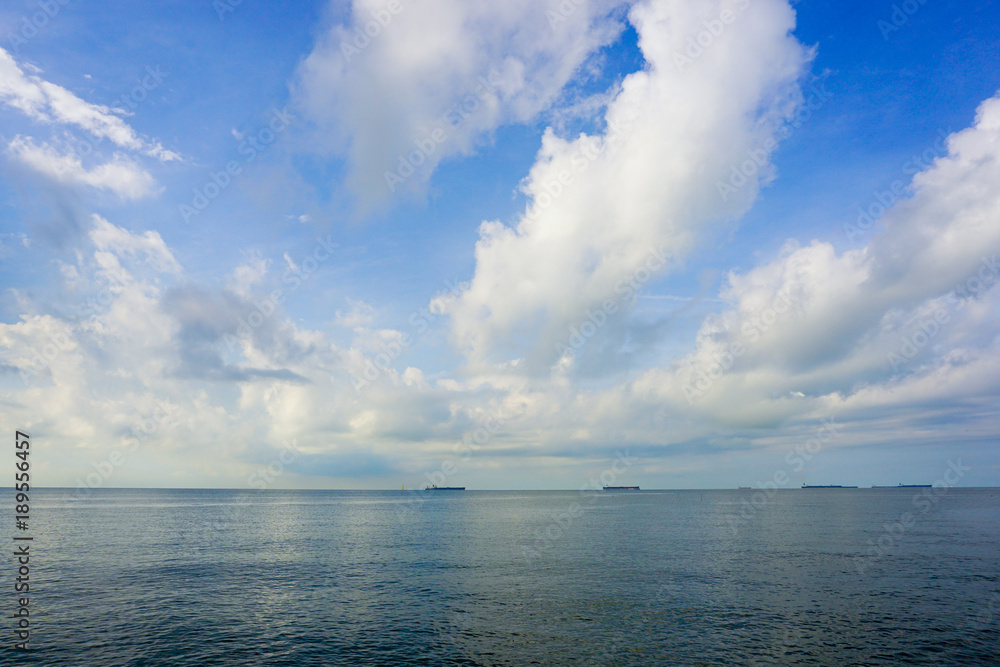 Fototapeta premium Seascape view and blue sky background.