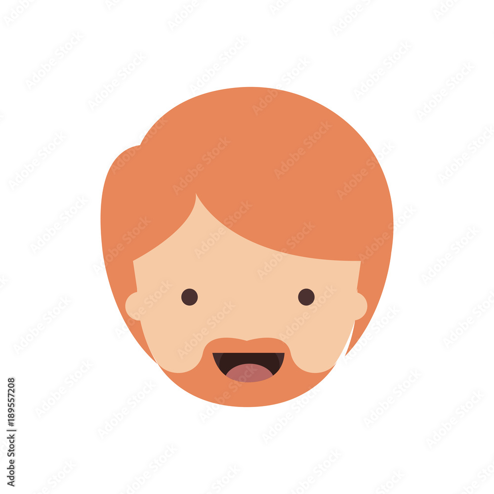 people graphic face of man with short hair and van dyke beard in colorful silhouette vector illustration