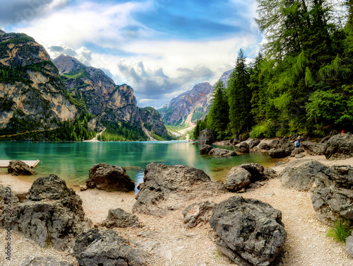 Принти на полотні Pragser Wildsee, Dolomiten, Südtirol