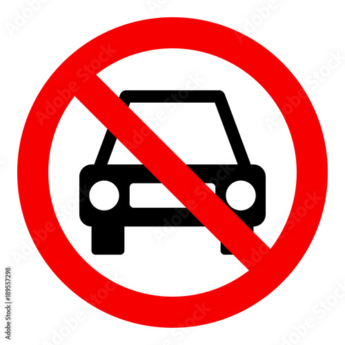 No car or no parking traffic sign, prohibit sign, isolated on white background, vector illustration.