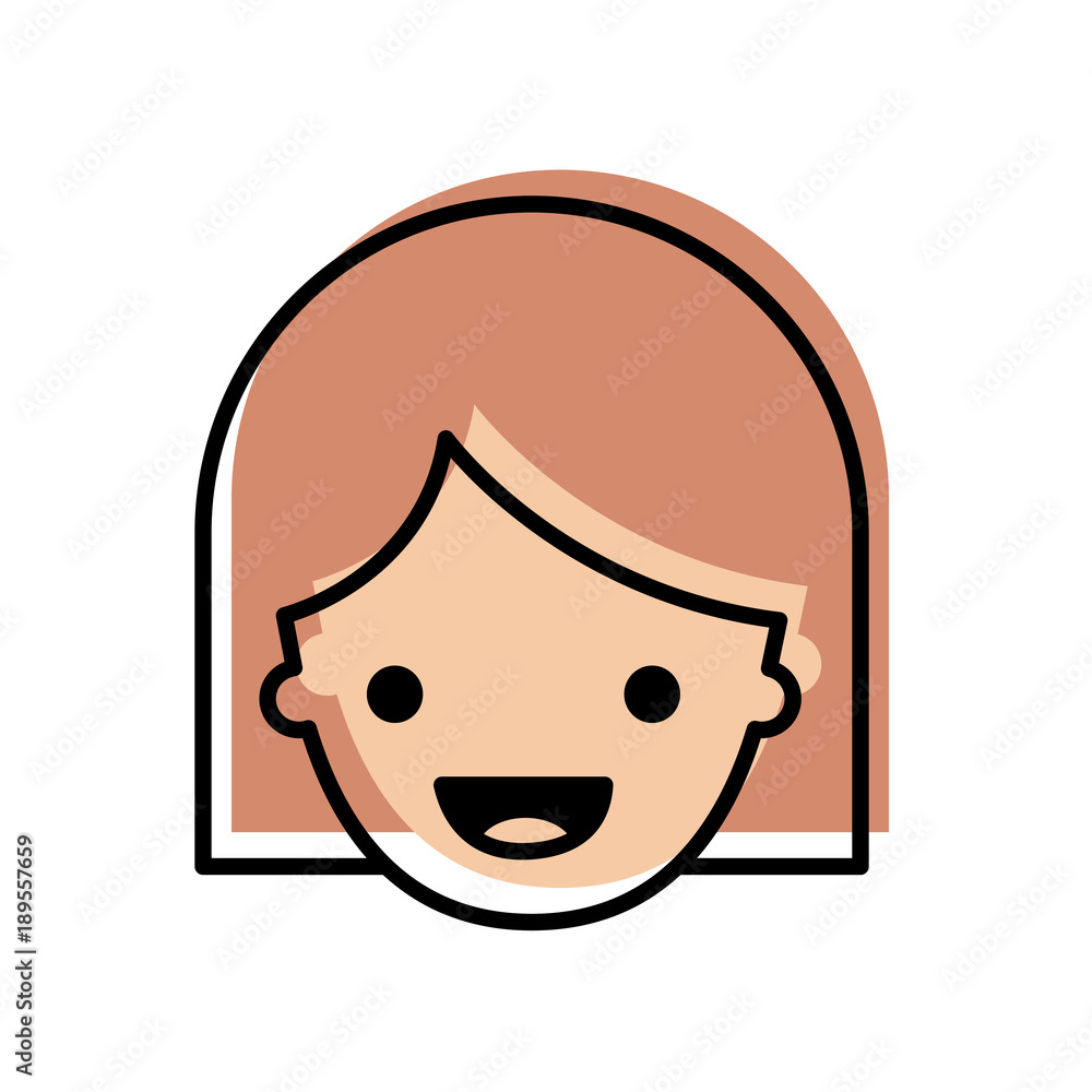 Fototapeta premium people graphic face of girl with middle length hair in watercolor silhouette vector illustration