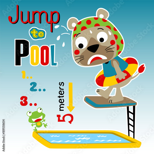 funny animals cartoon in swimming pool