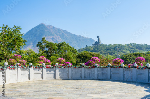Polin temple with Buddha image in Hong Kong photo